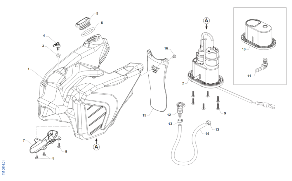 Exploded View Fuel Tank TM 450 SMK 2023