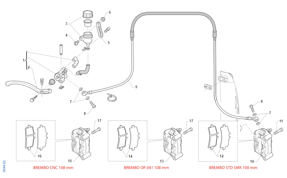 Exploded View Front Brake TM 450 SMK 2023