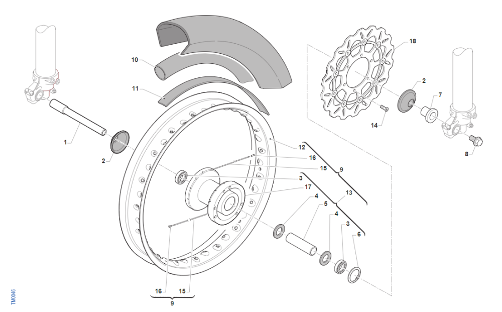 Exploded View Front Wheel TM 450 SMK 2023