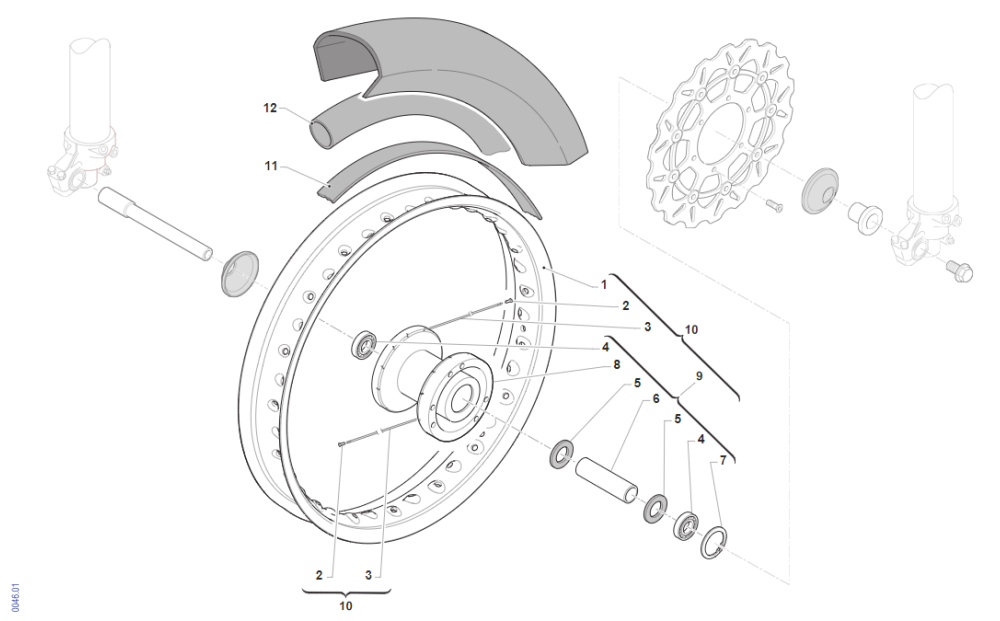 Exploded View Front Wheel 16 inch TM 450 SMK 2023