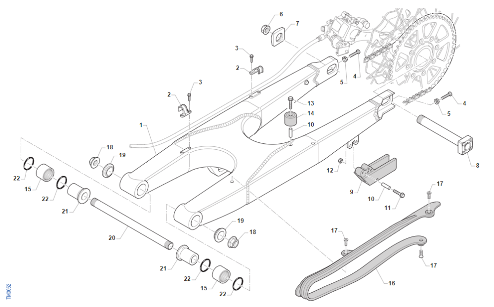 Exploded View Swingarm TM 450 SMK 2023