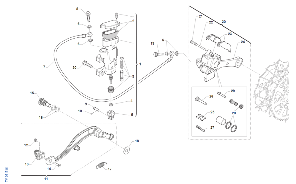 Exploded View Rear Brake TM 450 SMK 2023